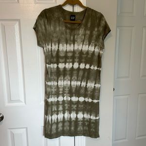 Green and white tie dyed dress